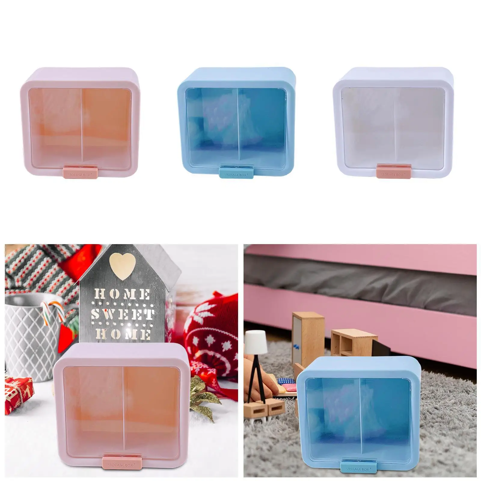 Vitrina transparente, caja organizadora para figuras, escaparate de caja de almacenamiento para muñecas, cubo de almacenamiento para figuras en miniatura de acción