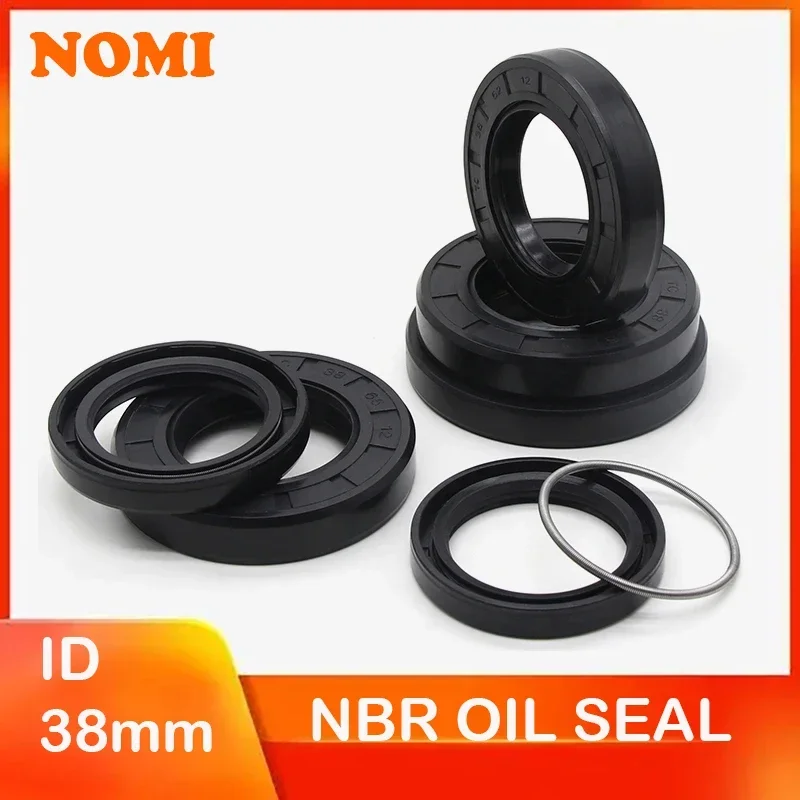 ID 38mm NBR Oil Seal TC-38-48/50/52/54/55/56/58/60/62/65/70/72/75-5/7/8/10/12mm Nitrile Rubber Shaft Double Lip Oil Seals 1/2pcs