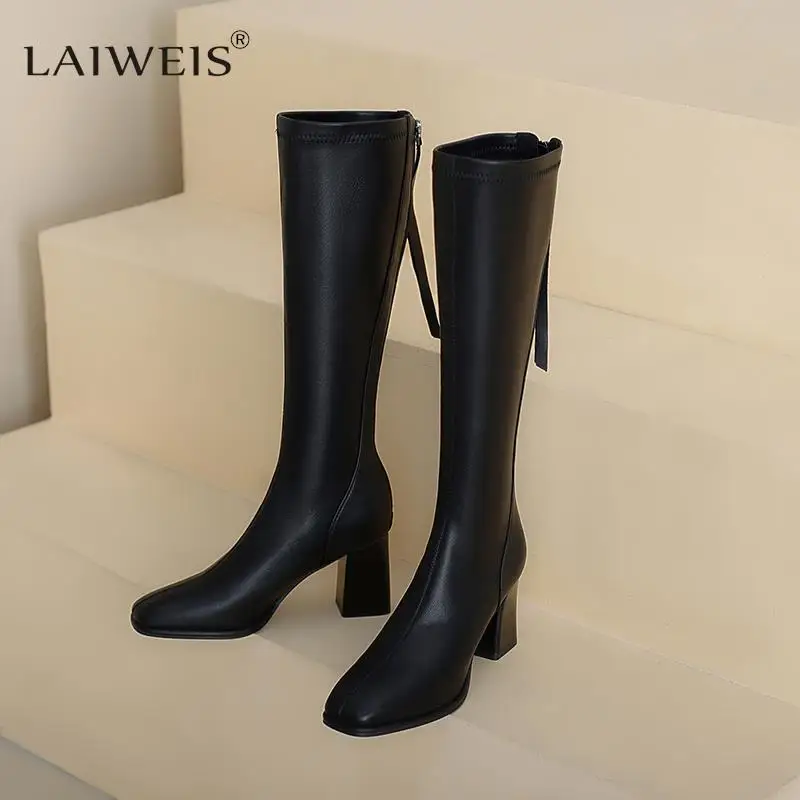 Brand designer high-heeled knight boots increased boots 2023 new autumn winter plus velvet Martin boots luxury women's boots