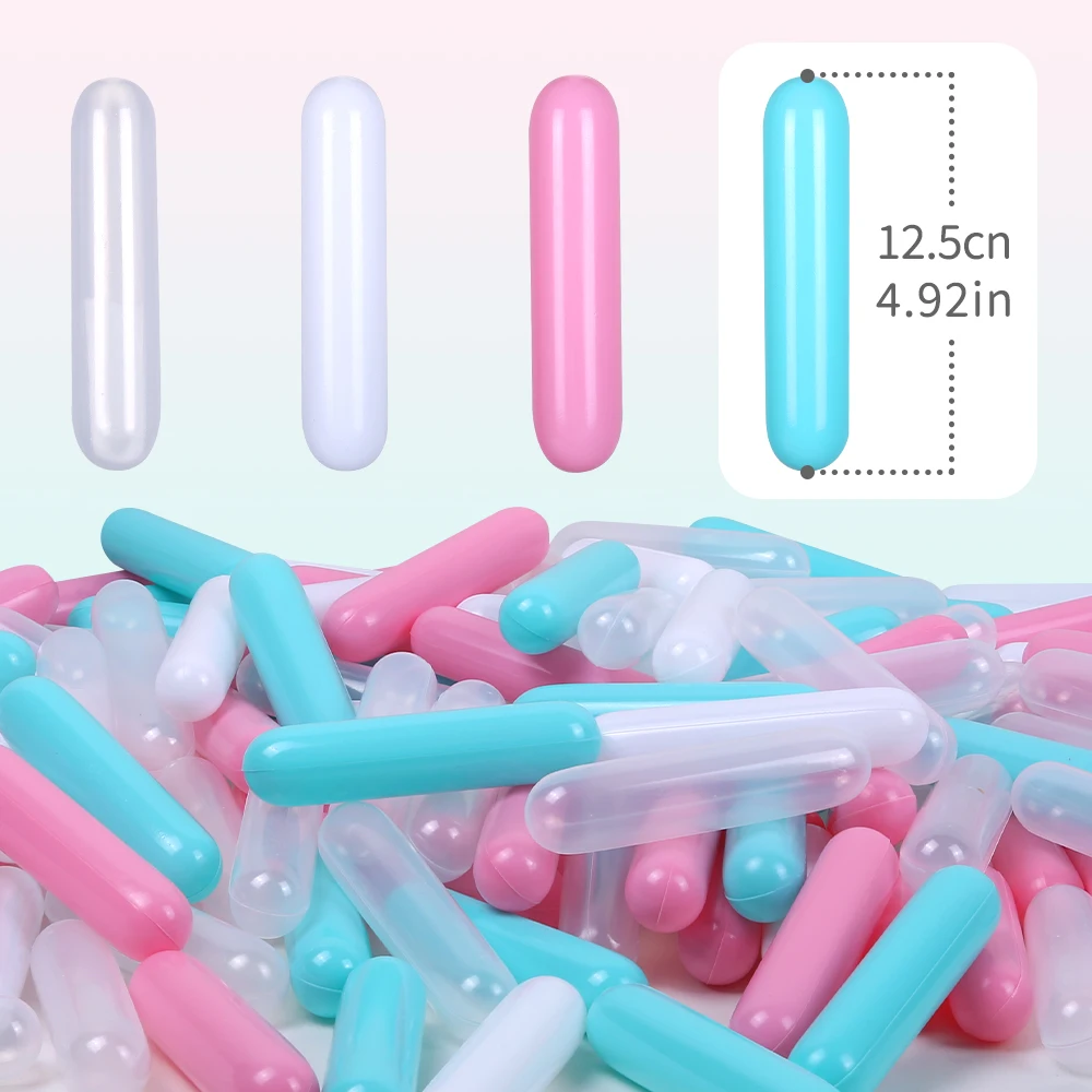 100pcs 4.92In Thicken Plastic Column Shape Ball Pit Balls Multi-colors for Kids Activity Center Play House Toys with Mesh Bag