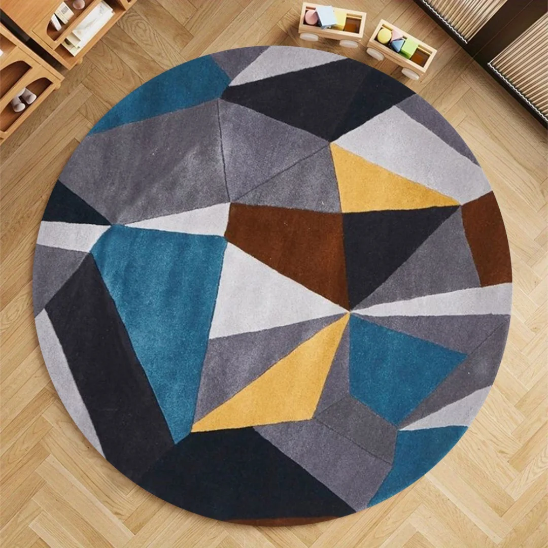 

Большой круглый коврик для резки и цветов с геометрическим рисунком — противоскользящий коврик из пушистого полиэстера высокой плотности для гостиной, спальни, кухни
