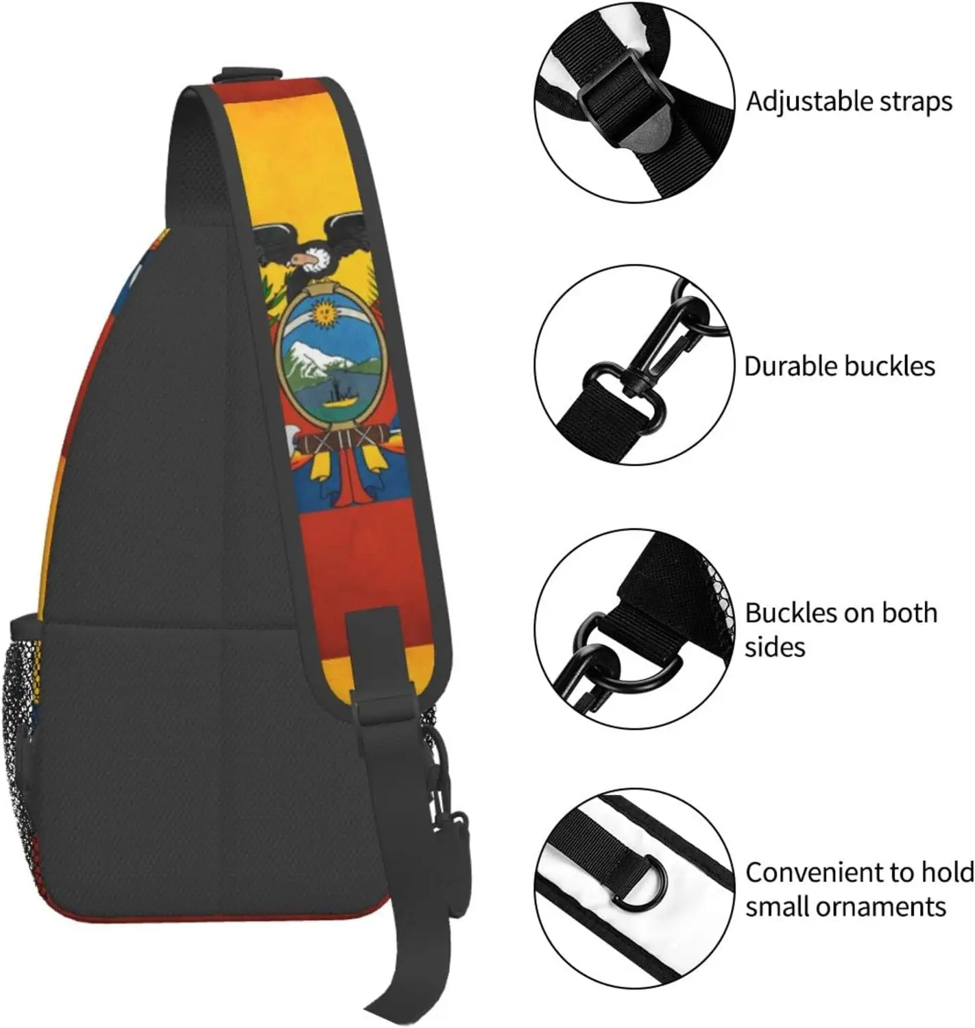 Ecuador Flag Hiking Daypacks Cross-body Sling Backpack for Men Women Outdoor Cycling Hiking Travel