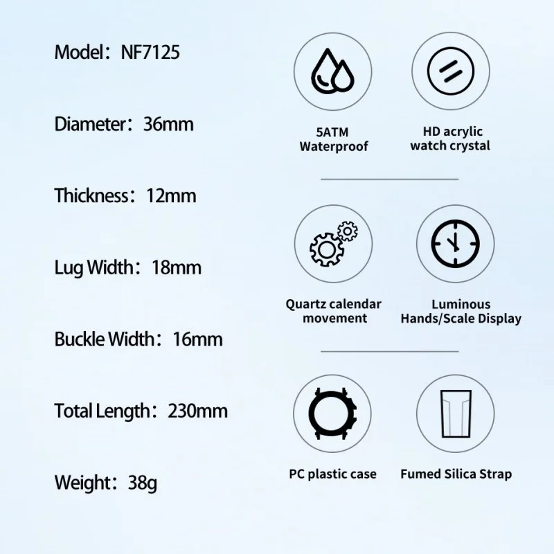 NAVIFORCE NF7125 ساعة نسائية فاخرة كاجوال مقاومة للماء كوارتز ساعات يد مضيئة على الموضة للسيدات