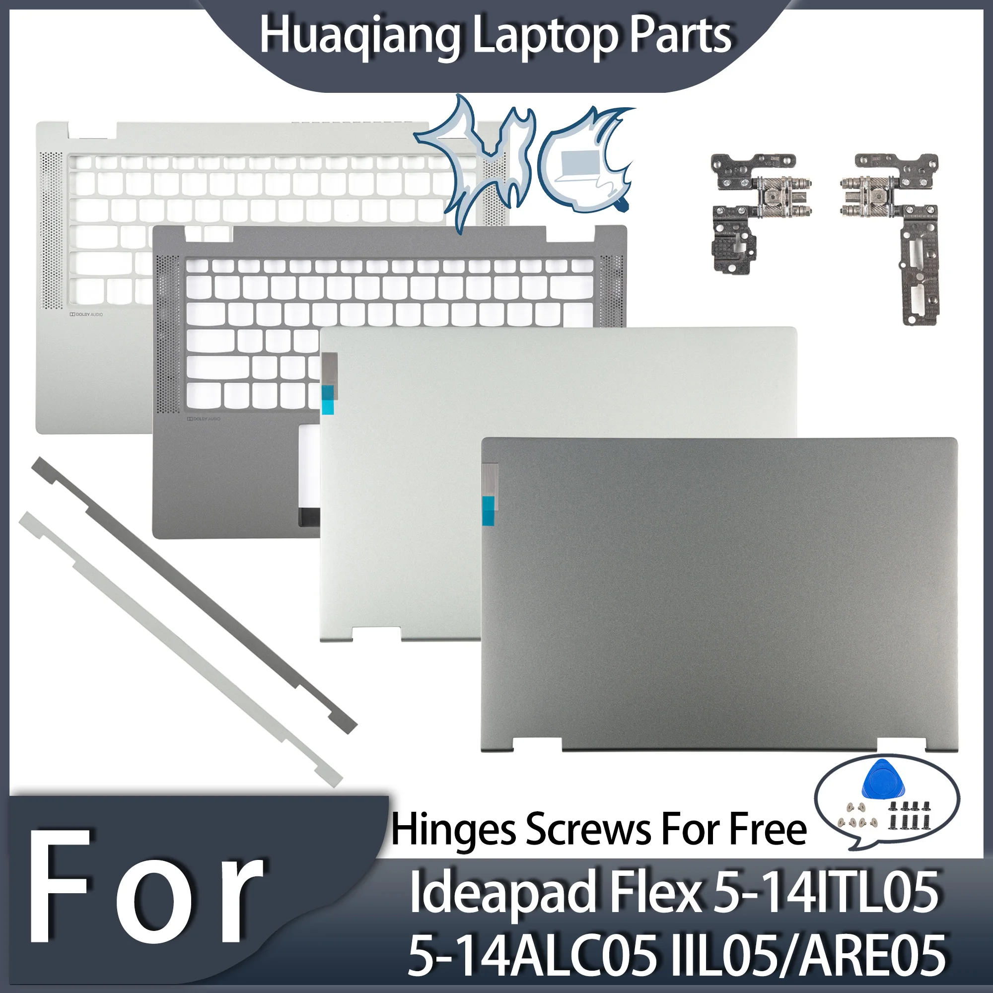 Laptop Cover For Lenovo Ideapad Flex 5-14IIL05 14ITL05 C550-14 5-14ALC05 Screen Back Cover Hinges Hingecover Silver/Gray Replace