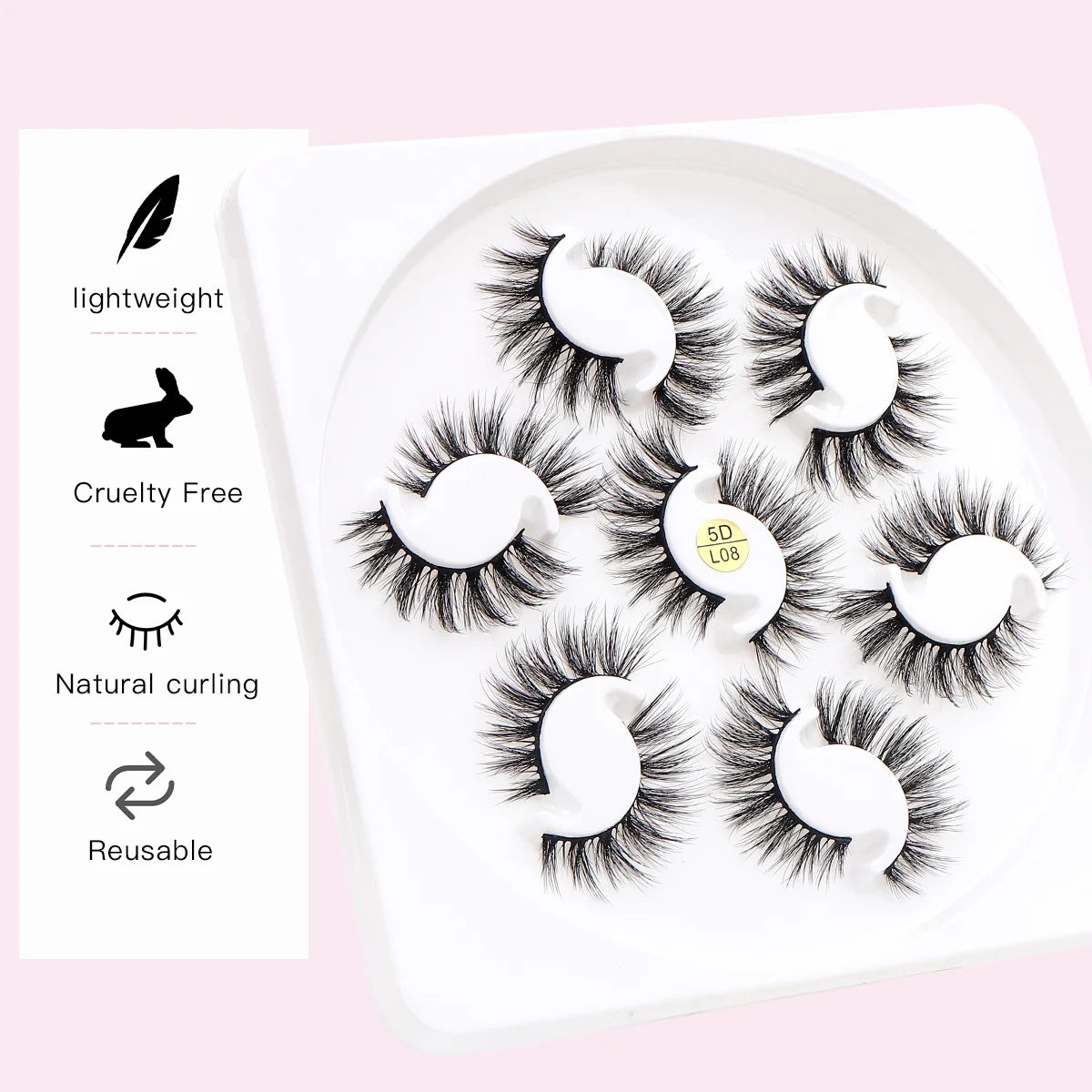 7 คู่ Mink False Lashes Wispies Fluffy 5D ปลอมขนตาปลอมขนตาหนานุ่มธรรมชาติยาว Faux Eyelash แต่งหน้า