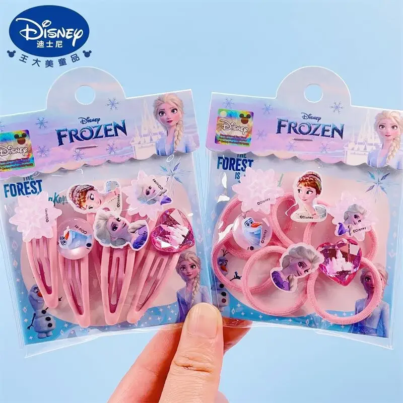 Frozen Hairpin Elsa Anna Cartoon Disney Hair Rope for Women Kids Girls Kawaii Elsa Acrylic Hairpin Rubber Band Hair