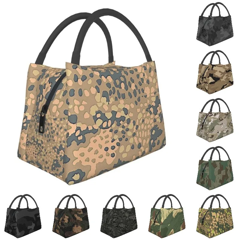 

Desert Erbsenmuster Pea Dot German WW2 Camouflage Pattern Insulated Lunch Bags for Women Leakproof Cooler Thermal Bento Box