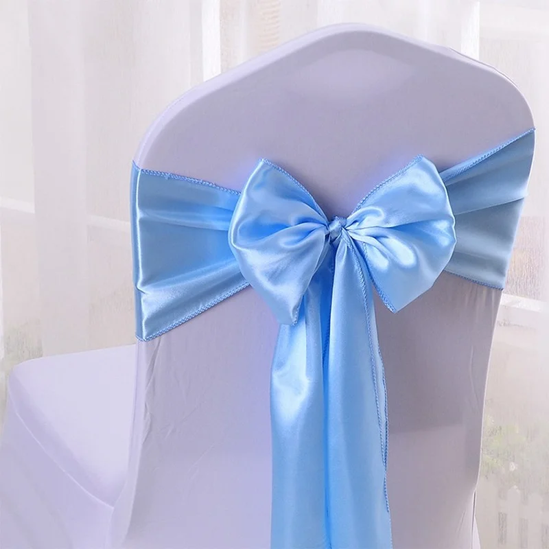 10/50/100pcs/Lot Satin Chair Bow Sashes Wedding Indoor Outdoor Chair Ribbon Butterfly Ties Party Event Hotel Banquet Decoration