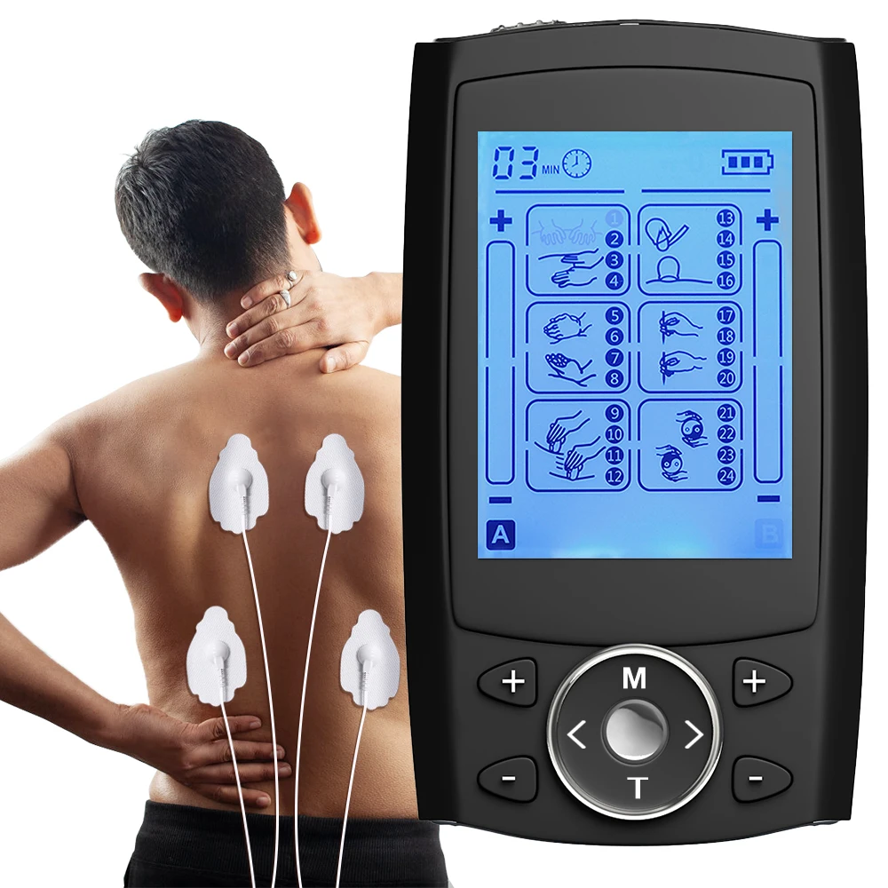 EMS TENS Electric Pulse Muscle Stimulator Massager 24 Modes LCD Screen Pain Relief Device Neck Back Leg Household Use Care Tool
