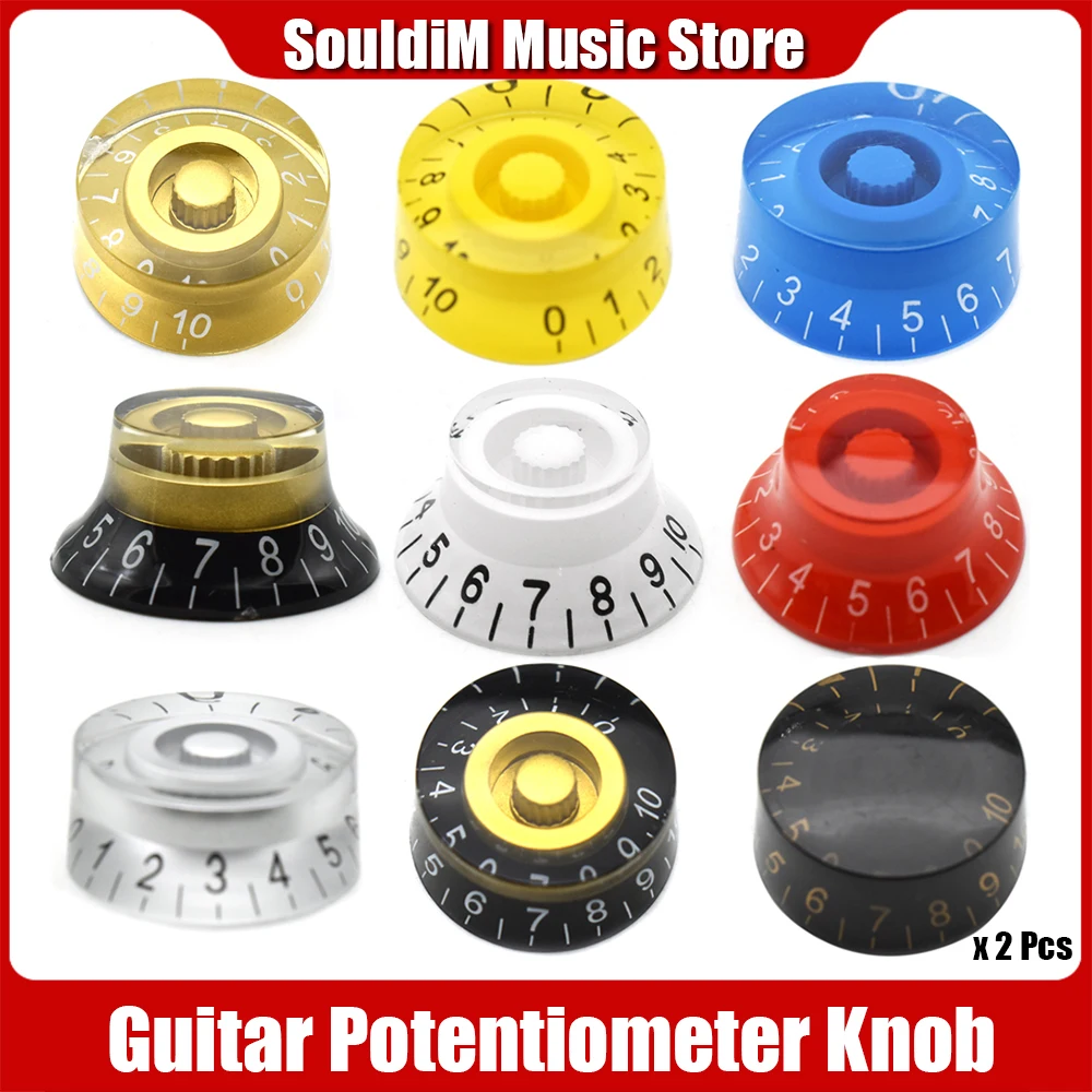 2Pcs Multi Color LP Electric Guitar Volume Tone Knob Top Hat Straight Guitar Speed Control Knob Plastic