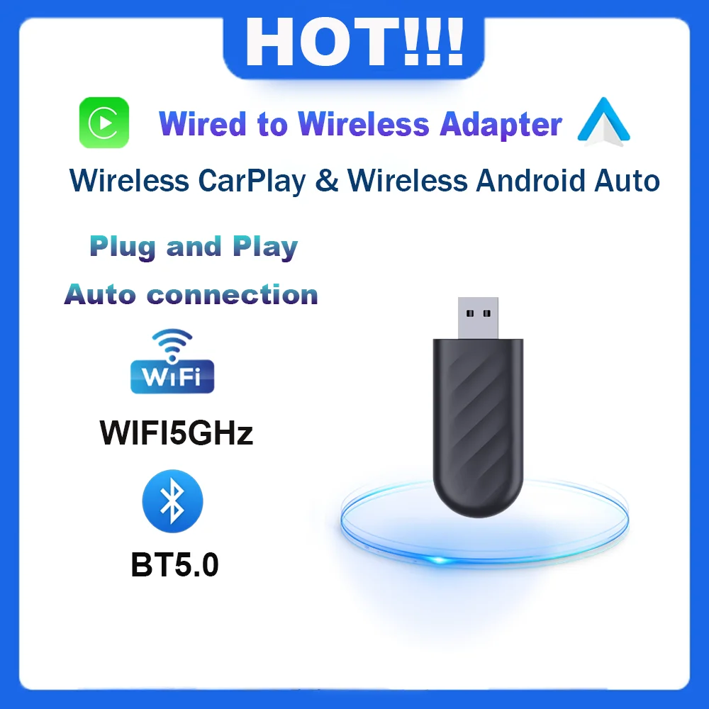 Wireless CarPlay Android Auto Adapter USB Dongle Smart Mini Box Plug And Play Universal For VW Toyota Nissan Honda Ford Benz