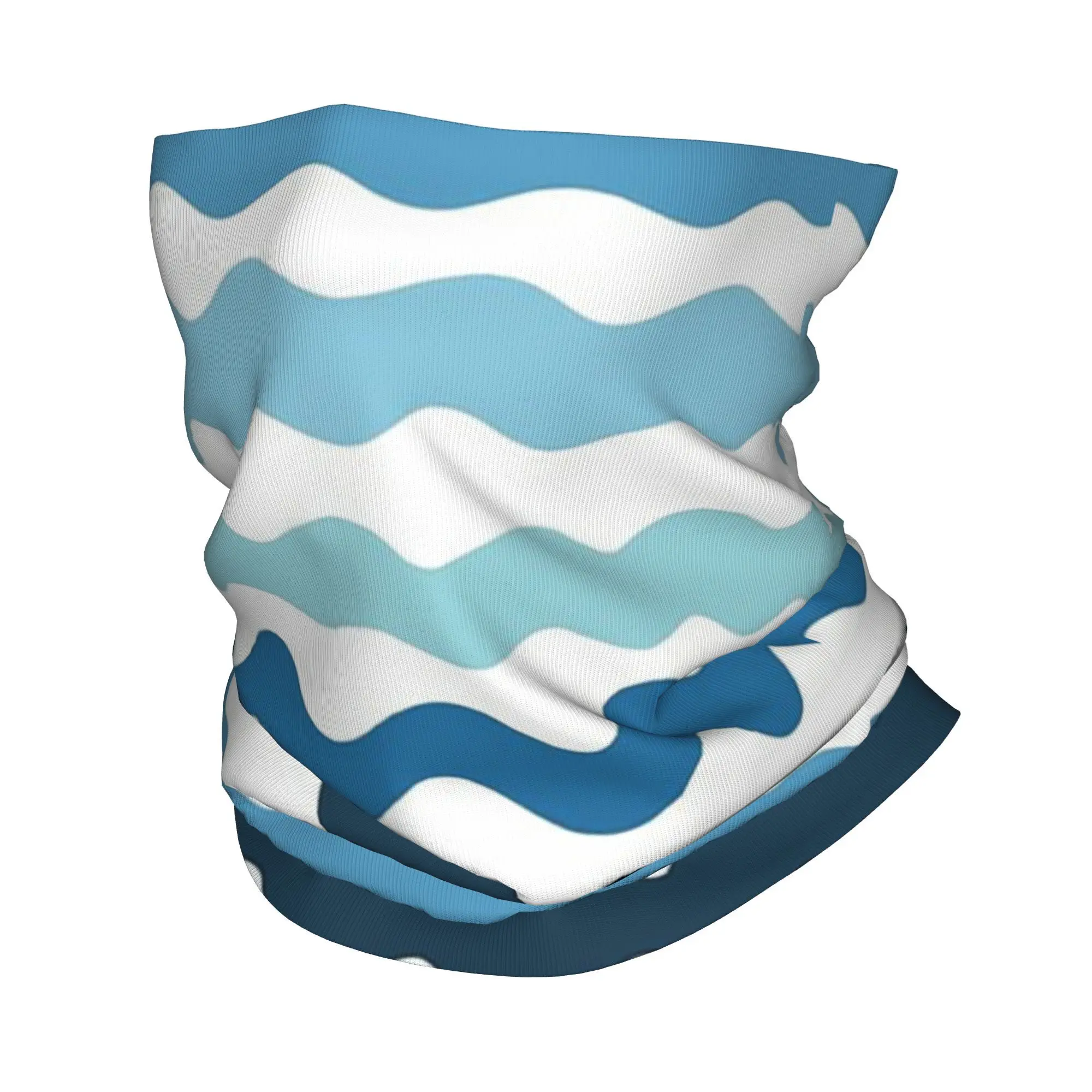 مجردة الأزرق موجة نمط الهدوء المحيط مستوحاة تصميم باندانا غطاء الرقبة المطبوعة التفاف وشاح متعدد الاستخدام عقال المشي لمسافات طويلة الصيد