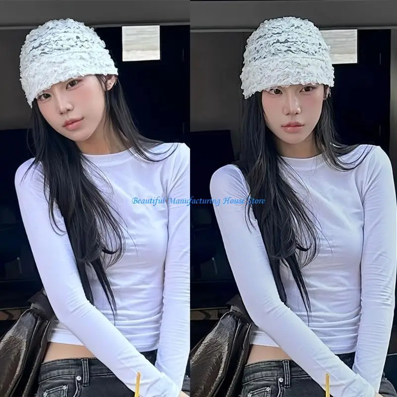 E56A Lace Hat Head Cover for Lady Headwrap Headwrap Head Ornament for Party Prom
