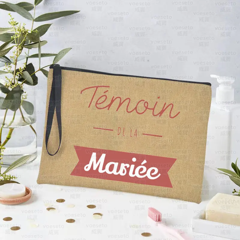 Témoin Witness Bag Gold Name Wedding Gift Bag Bachelorette Kit Bag Make Up Bags Bridesmaid Toiletry Bags Thank You Cosmetic Bag