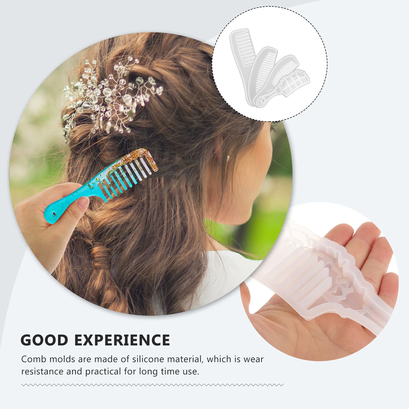 

4Pcs Crystal Resin Molds Silicone Comb Making Mold for DIY Home Use Smooth Edge Reusable Craft Casting Mold Silicone Molds