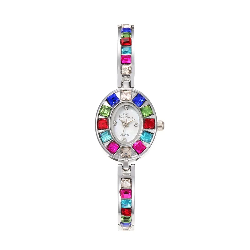 2024 New Rainbow Rhinestone Watch Women Fashion Luxury Gift Quartz Wristwatch Ladies Bracelet Watches Dropshipping Reloj Mujer