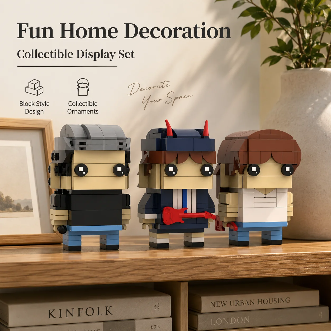 AC/DC Rock Band Brickheadz Building Blocks Heavy Metal Band Character Brick Figures, Fan Collectible Desktop Display Ornament