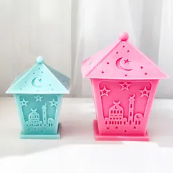 Star Moon Ancient Temple Lamps Candle Soap Silicone Mold 3D House Gypsum Tabletop Ornaments Photography Background Mould