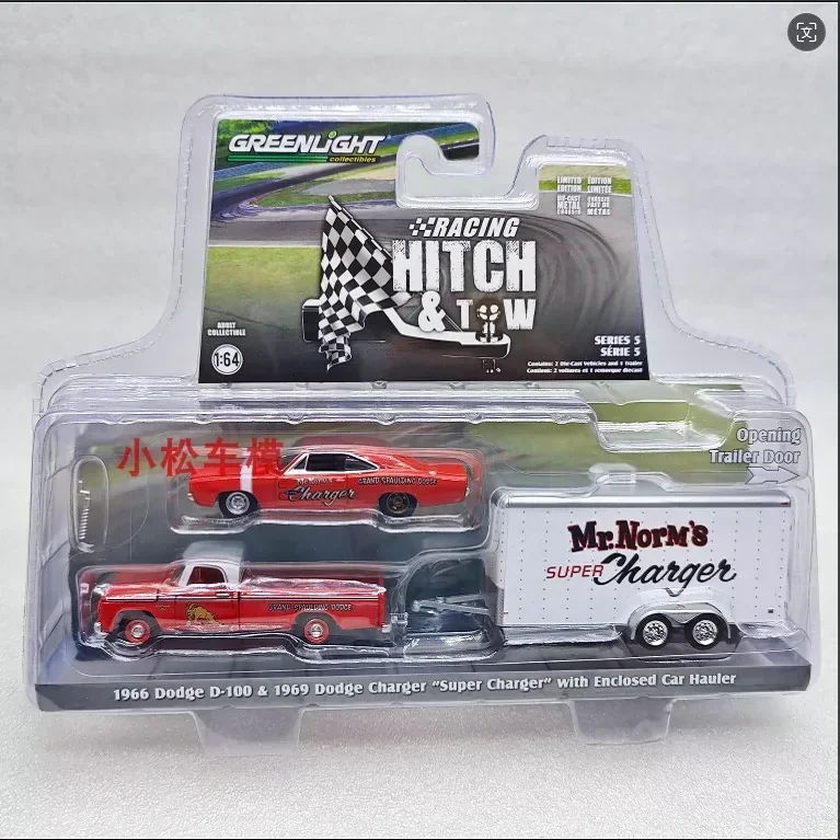 1:64 1966 Dodge D-100 1969 Dodge Charger "Super Charger" พร้อมรถ Hauler จําลองรถสะสมของขวัญ