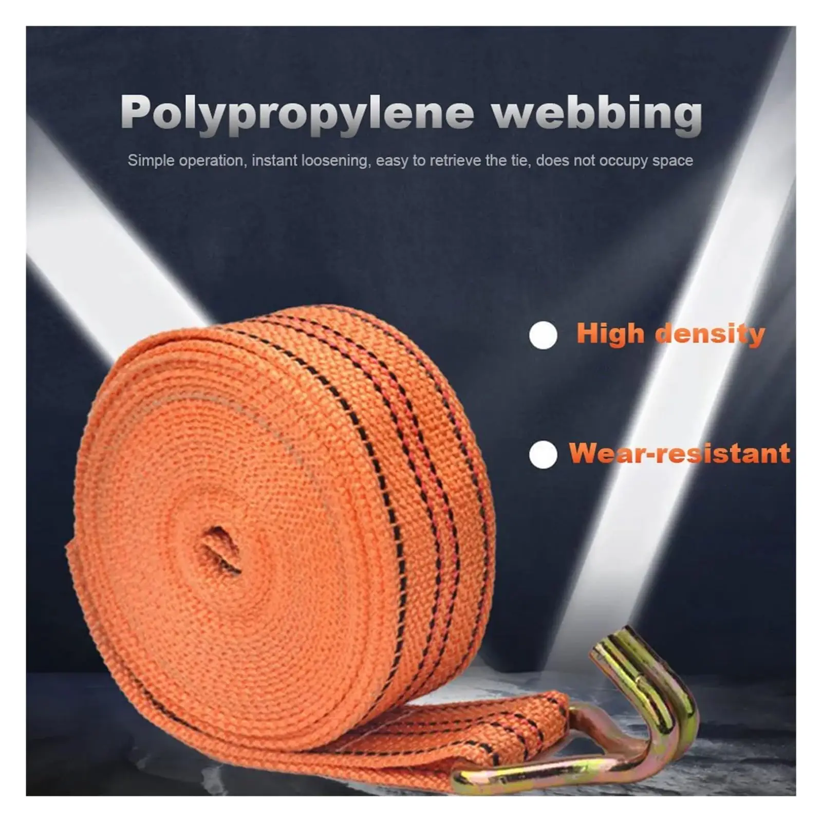 شداد ربط شاحنة السيارة شديد التحمل 50 مم - شداد حبل البضائع بطول 6 أمتار ومثبت ربط