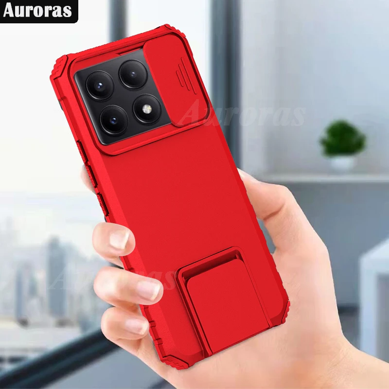 

Skinlee For Xiaomi Poco X6 5G Case Magnetic Ring Lens Slide Plush Window Hard Cover For Redmi Note 13 Pro 5G Back Casing