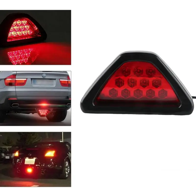 Rear Tail Lamp Universal Triangle 12V LED Strobe Rear Stop Tail Lamp Triangle Brake Light Red Car Accessory