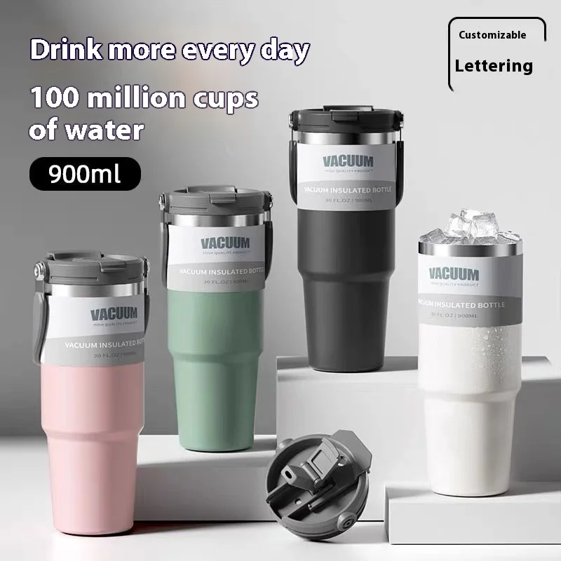 Car Thermal Mug Handheld car cup Extra Large Capacity 900ml Stainless Steel VacuumThermal Mug Handheld Portable Outdoor