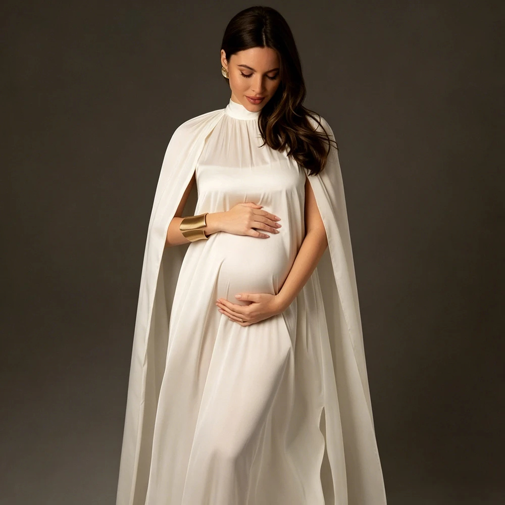 Maternity Photography Props Dress Elegant Cape Pregnant Women Photoshoot Gown Studio Pregnancy Outfits Baby Shower Outfits view 3