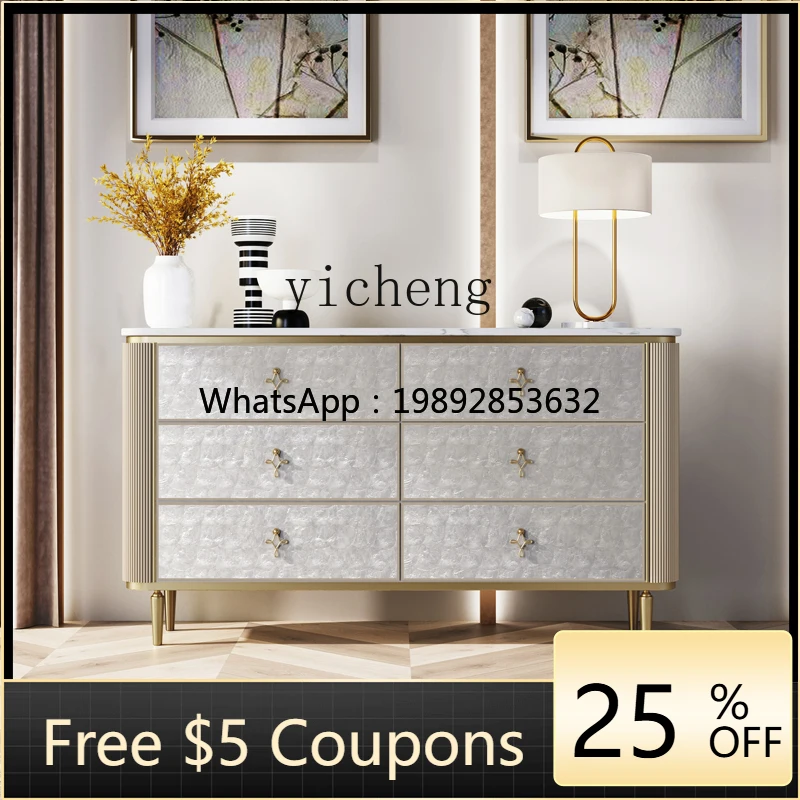 AA  bedroom TV cabinet living room solid wood drawer cabinet modern simple marble shell storage cabinet