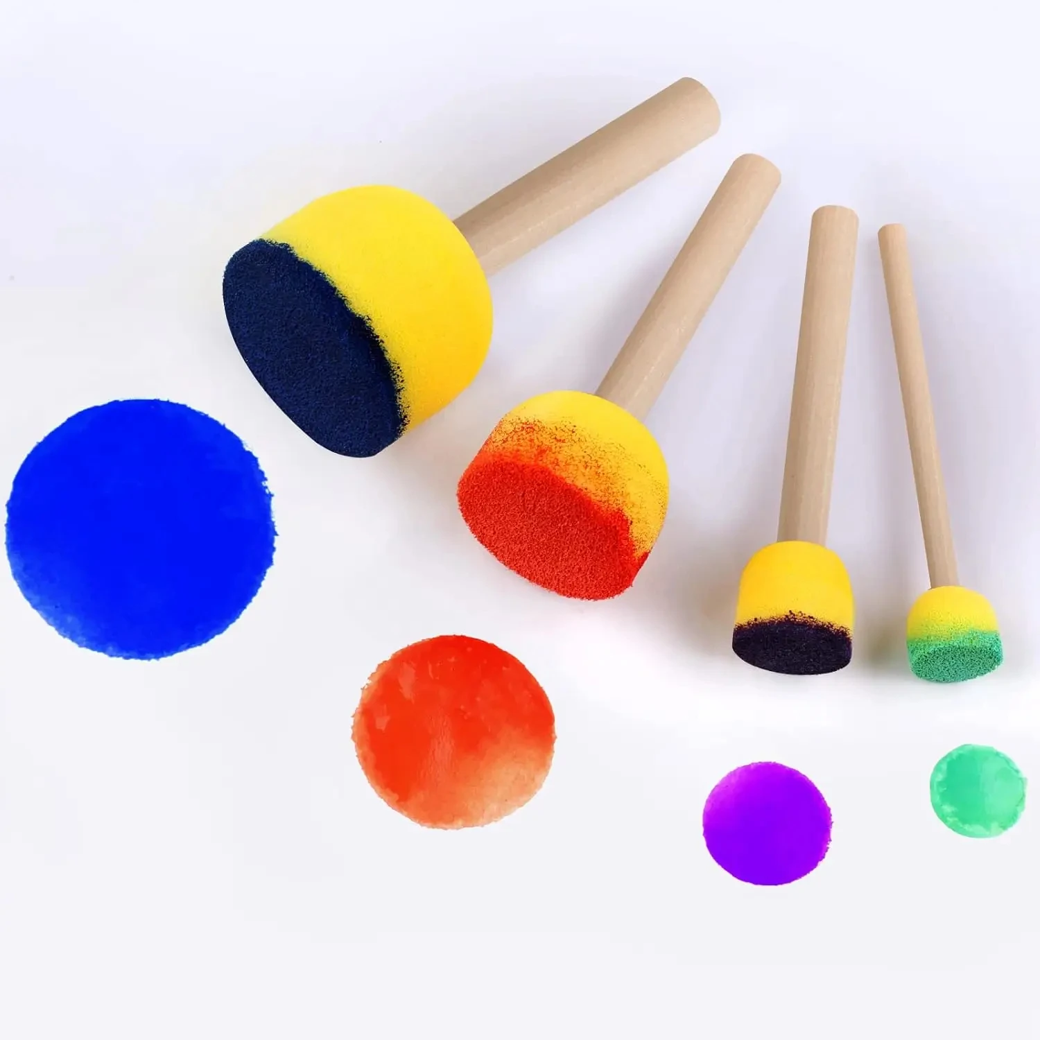 Set di pittura con pennelli circolari in spugna da 5 pezzi, tampone in spugna per pittura, strumenti di pittura, strumenti creativi per progetti artistici fai-da-te