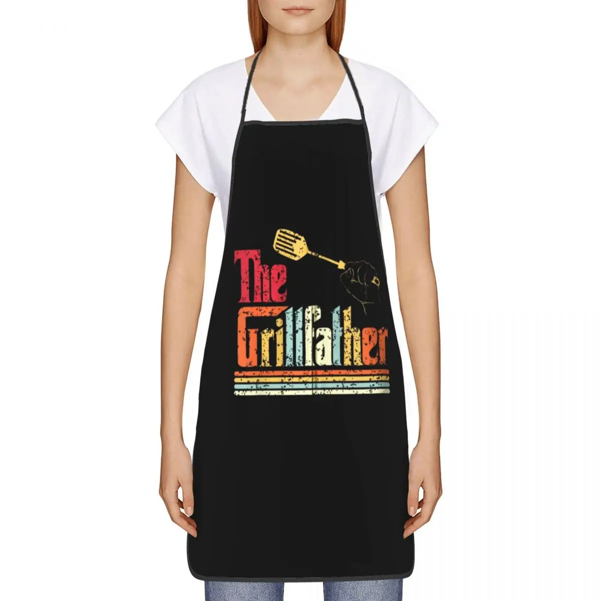 The Grillfather Funny BBQ Grill Bib Apron Women Men Chef Tablier Cuisine for Cooking Kitchen Barbecuing For Men Nice Gift Baking