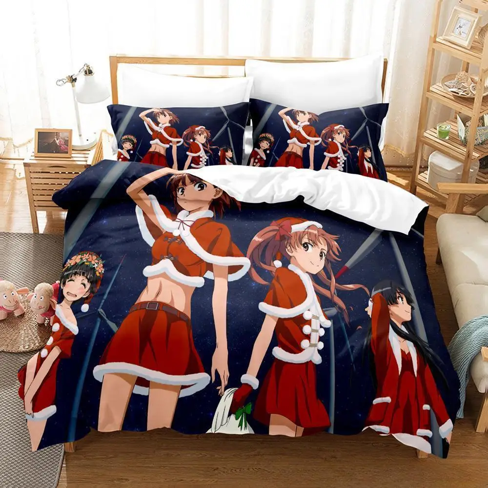 New Misaka Mikoto Bedding Set Single Twin Full Queen King Size Bed Set Adult Kid Bedroom Duvet cover Sets 3D Anime Bed Sheet Set