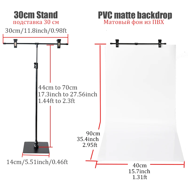 BFollow-T Shape Backdrop Stand com Kit de PVC Backdrop, Fotografia, Desktop Photo Shooting Props, Studio Set