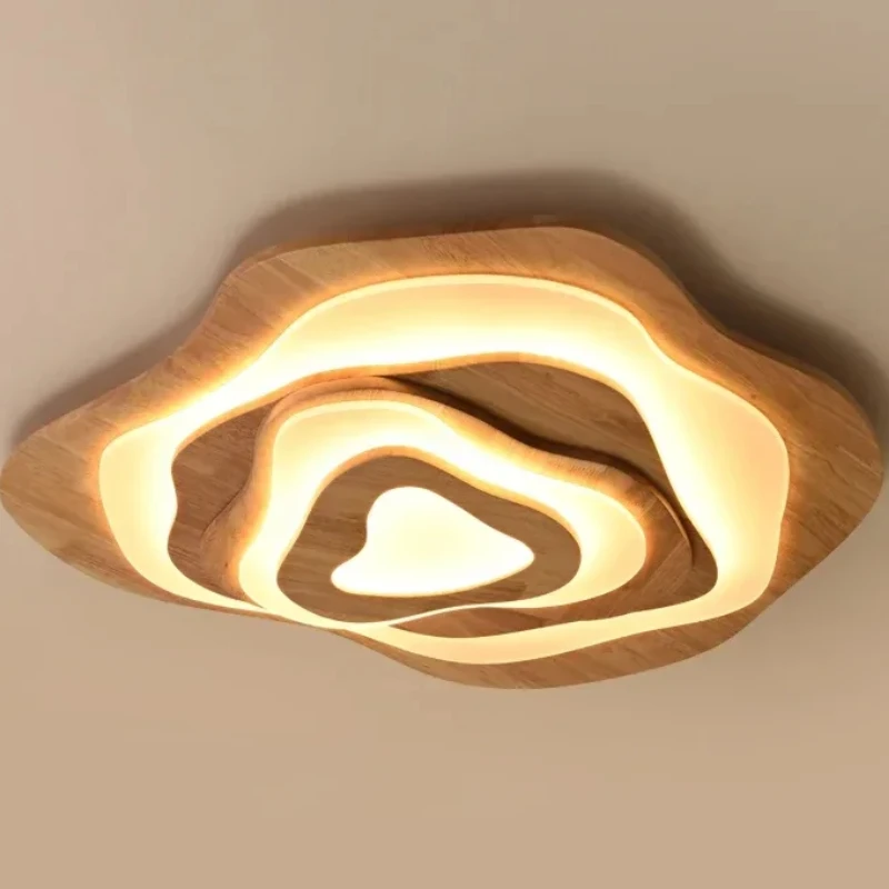 

Modern Nordic Wood LED Ceiling Lamp for Living Room Bedroom Chalet Dining Room Kitchen Remote Control Ceiling Chandelier Light