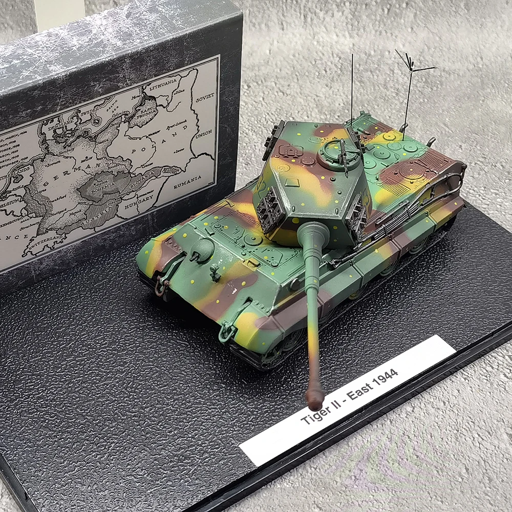 Diecast 1:72 Scale 6 Tiger 2 Old Three Color Camouflage Heavy Tank Alloy Finished Model Collectible Toy Gift Souvenir Display