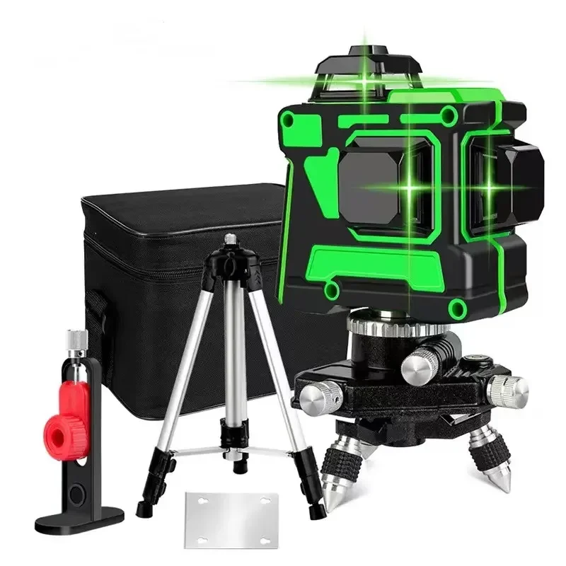 

Original Hot Selling Factory 3D All-around Wall Laser Level 12 Lines 3d Self-leveling 360 Green Rotary Laser Level Meter