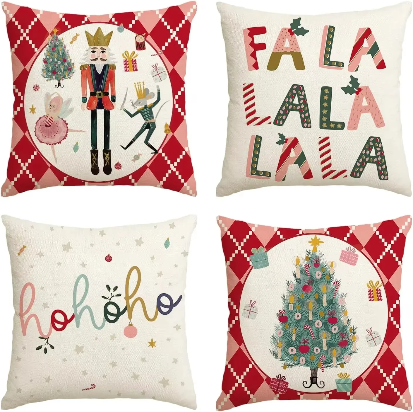 Frohe Weihnachten Nussknacker-Kissenbezug – festlicher roter Feiertagsüberwurf für Sofa und Winterparty-Dekoration