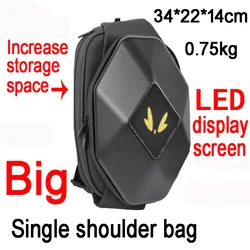 Motorcycle shoulder bag with LED display screen mobile app controls travel backpack work bag