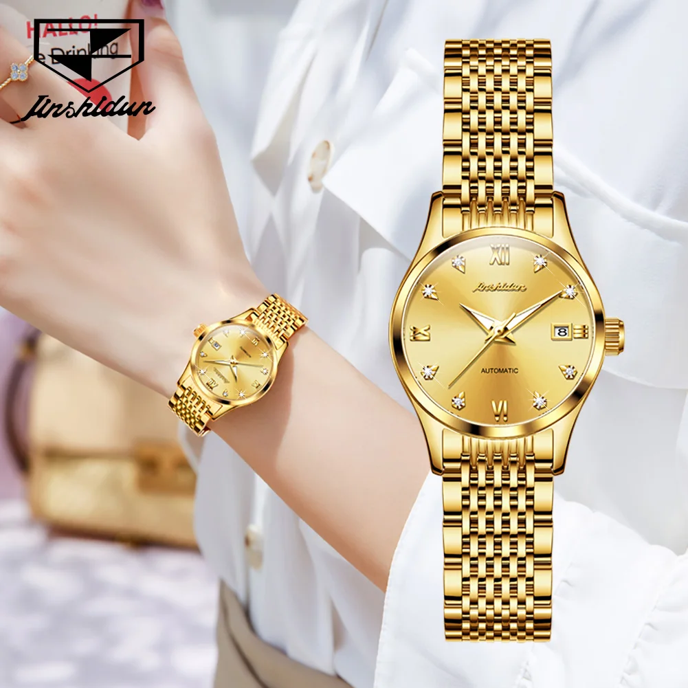 JSDUN Original Women\'s Automatic Mechanical Watch Waterproof Stainless Steel Lady Wrist Watch Elegant Fashion Watches for Women