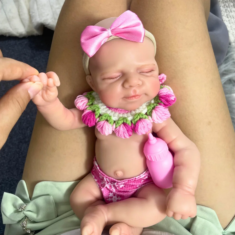 Mini 13 Polegada adorável pascale menina sólida silicone reborn bebê boneca lavável corpo macio silicone boneca brinquedo aniversário presente de natal