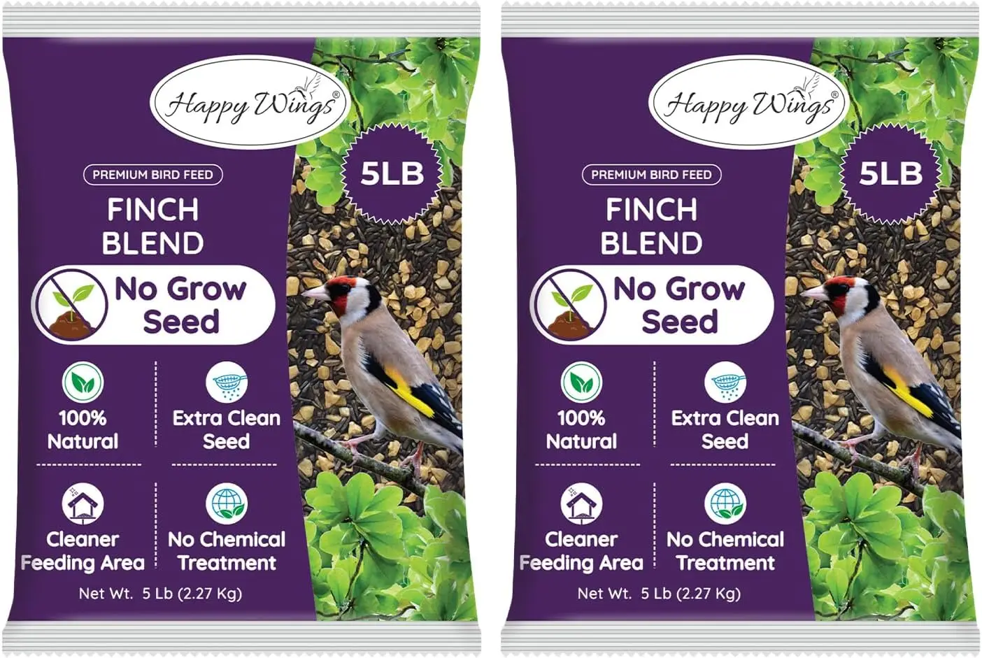 

Корм для птиц Finch Blend, смесь из сердцевин/ядер подсолнечника и семян нигера, 10 фунтов - комбинированный набор из 2 упаковок по 5 фунтов | Но Гроу (No Grow)