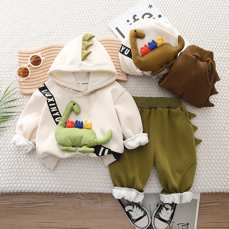 Children's Clothing Sets Dinosaur Decorated Hoodie + Pants Kids Clothes Girls Baby Boy Clothes for 1 To 5 Years Outfit Set