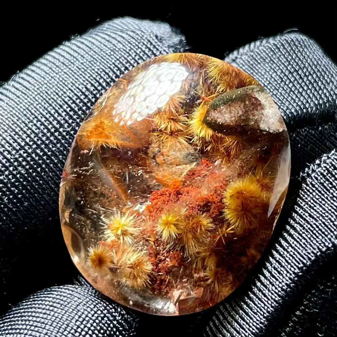

Natural Gold Rutilated Quartz Pendant Flower Rutilated Quartz Jewelry 23*19*10mm Flower Love Women Brazil AAAAAAA