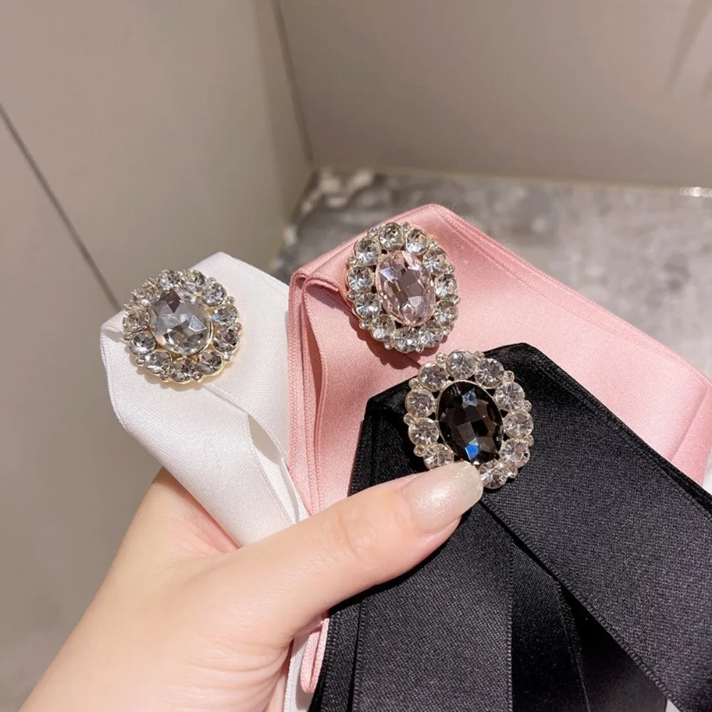 Black Memorial Black Bowknot Brooches Fabric Crystal Rhinestone Ribbon Bowtie Brooch Bowtie Necktie For Funerals and Mourning