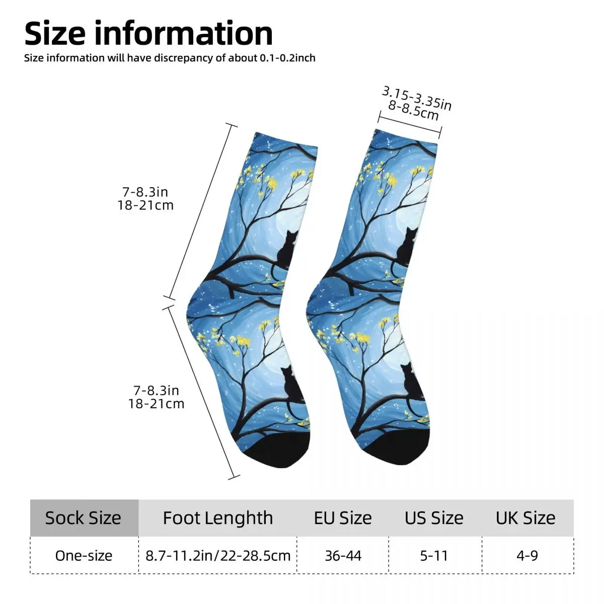 Cats Full Moon Sock Printed Man Polyester