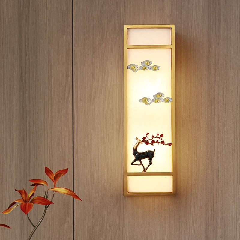 

Yunshi New Chinese All Copper Wall Lamp Modern Living Room TV Background Wall Chinese Style Bedroom Corridor Long Stri Wall Lamp