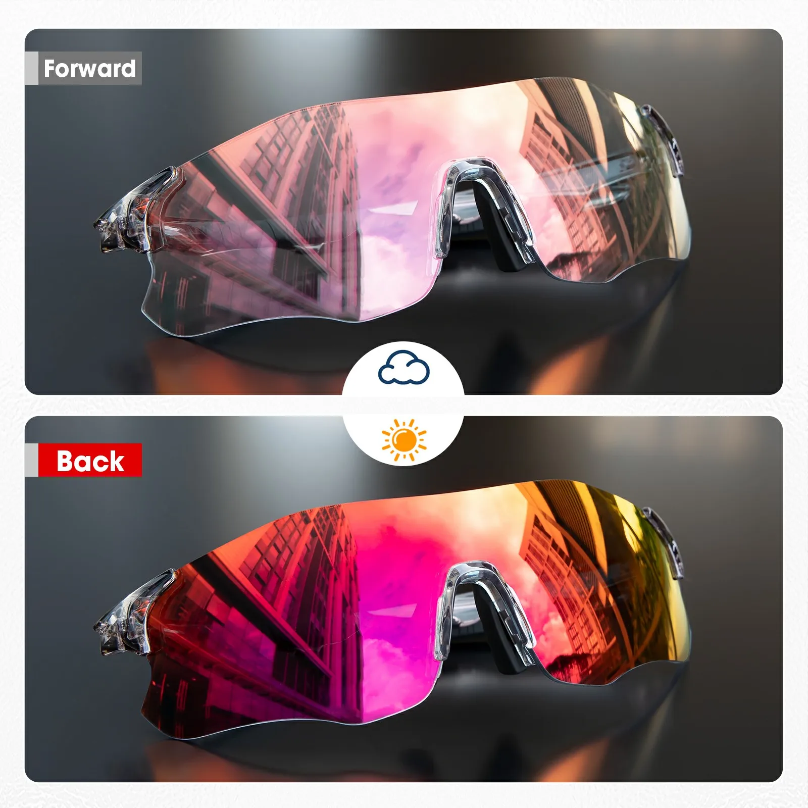 

KAPVOE Color Photochromic Cycling Glasses Outdoor Run Sunglasses UV400 Sports Goggles Men MTB Cycling EyewearRoad Bike Glasses