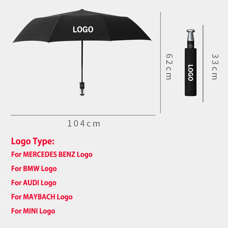 Personality Car Logo Umbrella Automatic Male Female Rainproof Windproof Sun UV Parasol For MERCEDES BENZ BMW AUDI MAYBACH MINI