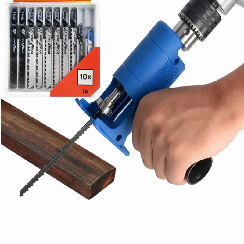 portable-reciprocating-saw-adapter-electric-drill-modified-electric-jigsaw-power-tool-wood-cutter-machine-attachment-with-blades