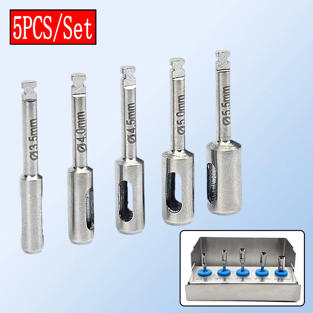 5 Piece Dental Implant Tissue Punch Kit Surgical Drills for Site Preparation Soft Tissue Management Dental Implant Surgery Tools